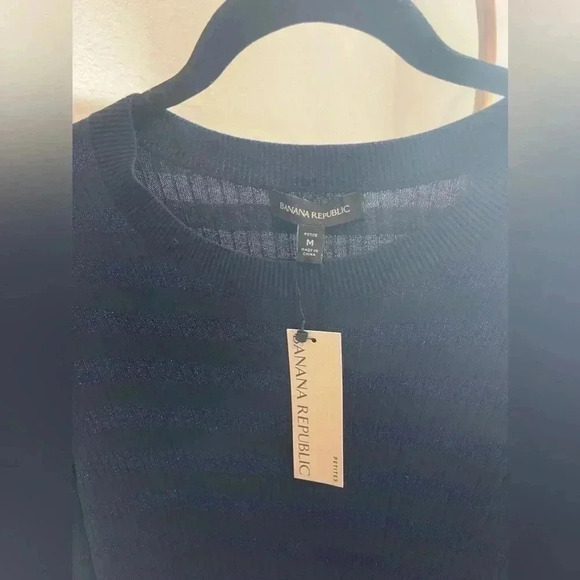 NWT Banana Republic Metallic Striped Navy Dress - Picture 2 of 4